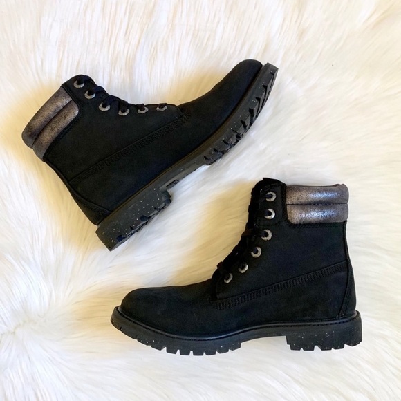 Timberland 6” Double Collar Black & Silver Boots - Picture 4 of 8